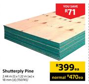 Shutterply Pine-2.44m(l) x 1.22m(w) x 18mm(d) Each
