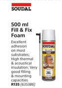 Soudal 500ml Fill & Fix Foam