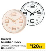 Raised Number Clock 300mm-Each