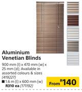Aluminium Venetian Blinds 1.6m L x 60mm W-Each