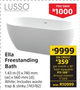 Lusso Ella Freestanding Bath 1.43m L x 740mm W x 560mm D