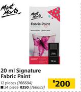 Mont Marte 20ml Signature Fabric Paint 24 Pieces