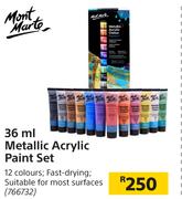 Mont Marte 36ml Metallic Acrylic Paint Set
