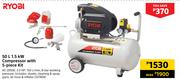 Ryobi 50Ltr 1.5kW Compressor With 5-Piece Kit AC-2055k