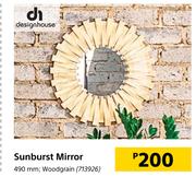 Designhouse Sunburst Mirror (Woodgrain)-490mm