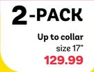 2-Pack Short-Sleeved Raosed Collar Shirts (Up To Collar Size 17")-Each
