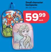 Small Character Backpacks 28 x 22 x 10cm-Each