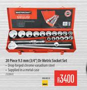 Mastercraft 20 Piece 9.5mm 3/4" Dr Metric Socket Set