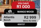 Design House Mango Wood Atlantis Bench