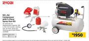 Ryobi 50Ltr Air Compressor Woth 5 Piece Spray Gun Kit