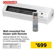 Goldair Wall-Mounted Fan Heater With Remote