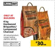 Living Out Hardwood Briquettes/Lumpwood Charcoal-4kg Each