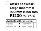 Home & Kitchen Offset Bookcase Large (800mm x 900mm x 300mm)