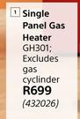 Alva Single Panel Gas Heater GH301 Excluding Gas Cylinder