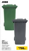 Jobe 240Ltr Wheeled Containers In Charcoal Or Green-Each