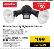 Eurolux Double Security Light With Sensor Globes: E27 LED Par 38 14W