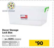 Decor Storage Lock Box 30Ltr Clear
