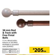 34mm Rod & Track With Free Finial Balls-Ea