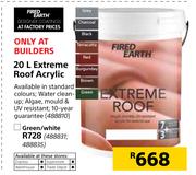 Fired Earth Extreme Roof Acrylic In Green/White-20Ltr
