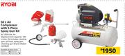 Ryobi 50Ltr Air Compressor With 5 Piece Spray Gun Kit