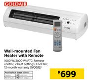 Goldair Wall-Mounted Fan Heater With Remote