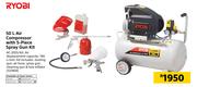 Ryobi 50Ltr Compressor With 5-Piece Spray Gun Kit