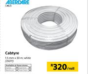 Aberdare White Cabtyre (1.5mm x 30m)-Per Roll
