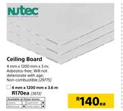 Nutec Ceiling Board 4mm x 1200mm x 3.6m-Each