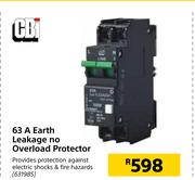 CBI 63A Earth Leakage No Overload Protector