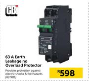 CBI 63A Earth Leakage No Overload Protector