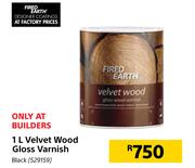 Fired Earth Black Velvet Wood Gloss Varnish-1Ltr