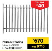 Palisade Fencing (1.8m x 3m)