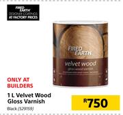 Fired Earth Velvet Wood Gloss varnish (Black)-1Ltr