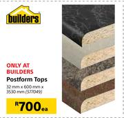 Builders Postform Tops-32mm x 600mm x 3530mm Each