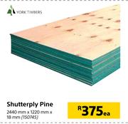 York Timbers Shutterply Pine-2440mm x 1220mm x 18mm Each