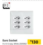 CBi Euro Socket 4 x4, 6-Way (White)