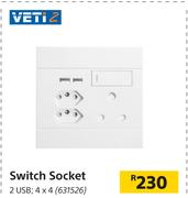 Veti 2 Switch Socket 2USB, 4 x 4