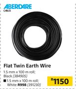 Aberdare Cables Flat Twin Earth Wire 1.5mm x 100m Roll White