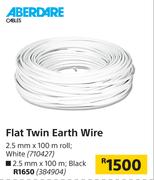 Aberdare Cables Flat Twin Earth Wire 2.5mm x 100m Roll Black