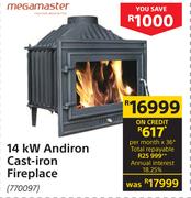 Megamaster 14 kW Andiron Cast Iron Fireplace