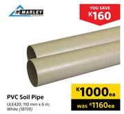 Marley PVC Soil Pipe White ULE420-110mm x 6m Each