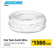 Aberdare Cables Flat Twin Earth Wire White 1.5mm x 100m Roll-Per Roll