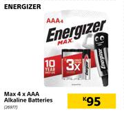 Energizer Max 4 x AAA Alkaline Batteries