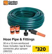 Garden Master Hose Pipe 30m & Fittings