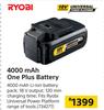 Ryobi 4000 Mah One Plus Battery