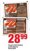 Farmer's Deli Smoked Or Red Viennas-500g Each