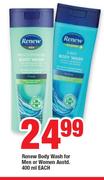 Renew Body Wash For Men Or Women Assorted-400ml Each