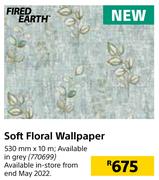 Fired Earth Soft Floral Wallpaper-530mm x 10m