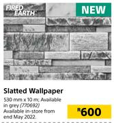 Fired Earth Slatted Wallpaper-530mm x 10m