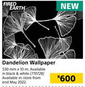 Fired Earth Dandelion Wallpaper-530mm x 10m